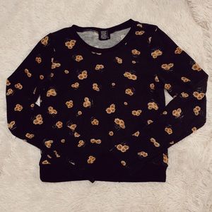 Sunflower floral black sweater